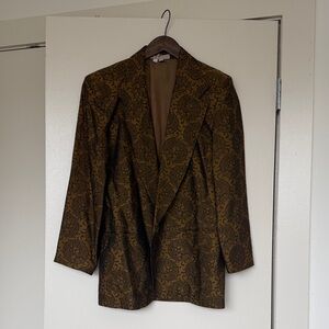 Perry Ellis Portfolio Vintage Brown and Black Patterned Blazer Jacket